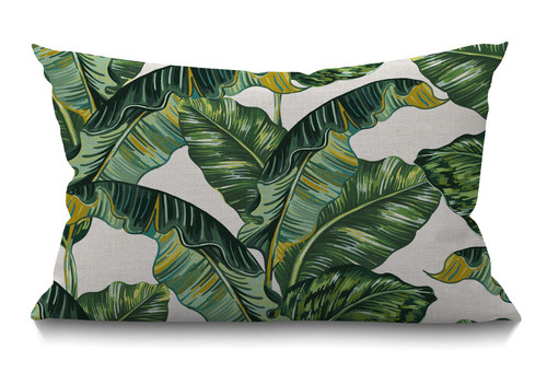 Smooffly Palm Leaves Decorative Throw Pillow Cover Case,Tropical Palm Leaves Jungle Leaf Waist Lumbar Cotton Linen Throw Pillow case Cushion Cover for Sofa Home Decorative Oblong 12x20 Inches