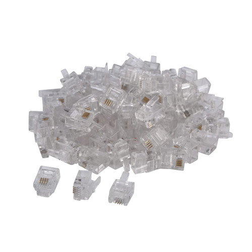 Seefeful 100 Pack RJ11 6P4C Phone Modular Telephone Cord Connector Adapter Crimp (6P4C)