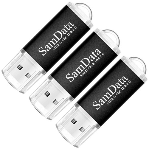 SamData USB Flash Drives 8GB 3 Pack USB 2.0 Thumb Drives Memory Stick Data Storage Jump Drive Zip Drive Drive with Led Indicator (Black, 8GB-3Pack)