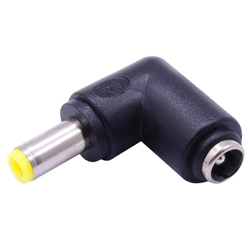 RUITEXUN DC5.5 Power Connector Adapter, 90 Degree Angle DC 5.5mm x 2.5mm Male Yellow Plug to 5.5mm x 2.1mm Female Jack Coupler Converter