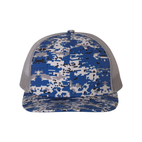 Richardson Patterned Snapback Trucker Cap Adjustable Royal Digital Camo/Charcoal