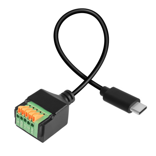 QIANRENON USB C Quick Connect Solderless Connector Plug Type C 2.0 Male to 5Pin Crimp Terminal Cable Adapter USB C Sprung Terminal Breakout Board Plug,480Mbps 5V2A,for Repair USB C/DIY,30cm/11.8in