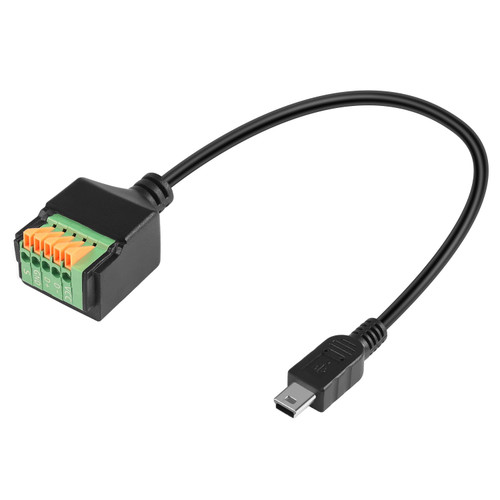QIANRENON Mini USB Quick Connect Solderless Connector Short Cable Mini USB Male to 5 Pin Crimp Terminal Data Charging Cable Mini USB Spring Terminal Block Adapter Plug, for DIY/Repair, 30 cm/11.8in