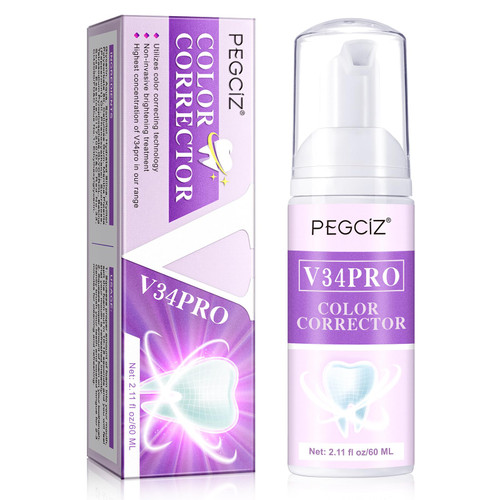 Purple Toothpaste for Teeth Whitening, v34+ Colour Corrector, v34+ Color Corrector Toothpaste for Tooth Stain Removal, v34+ Teeth Whitening Foam, Gentle on Teeth Enamel and Gums (1pcs)