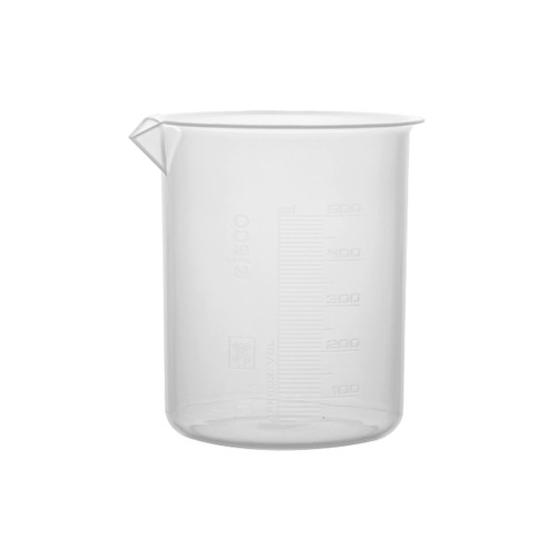 Plastic Beaker, 500ml - Polypropylene Plastic - Raised Graduations, Tapered Spout - Euro Design - Eisco Labs