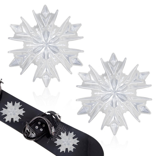 PEUTIER 2pcs Snowboard Stomp Pads, 3D Clear Snowflake Stomp Pads Snowboarding Antiskid Mat Snowboard Spike Stomp Grip Pad for Winter Snow Ice Ski Accessories