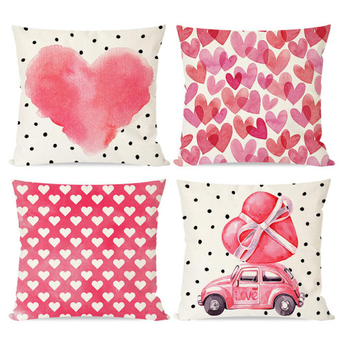 PANDICORN Pink Valentines Day Pillow Covers 18X18 Set of 4 Polka Dot Love Heart Truck for Valentines Day Decor Outdoor Valentine Decorative Throw Pillows Cushion Case Decorations for Couch PANDICORN Pink Valentines Day Pillow Covers 18X18 Set of 4 Polka Dot Love Heart Truck for Valentines Day Decor Outdoor Valentine Decorative Throw Pillows Cushion Case Decorations for Couch