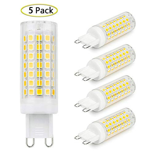 G9 LED Light Bulb 7W Equivalent to 60W Halogen Bulbs G9 Bi-Pin Base Daylight White 6000K G9 LED Bulbs AC 110V 120V 130V (5 Pack)