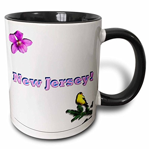 3dRose mug_38041_4"New Jersey" Two Tone Black Mug, 11 oz, Multicolor