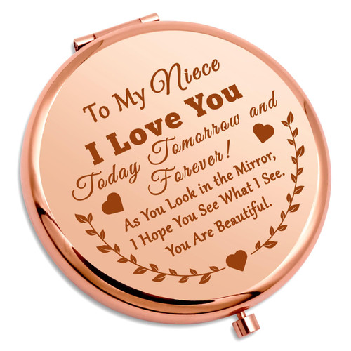Niece Gifts from Aunt Niece Compact Mirror Inspirational Gift for Niece from Auntie Uncle Niece Graduation Birthday Gifts Motivational Gifts for Niece Christmas Wedding Gifts Travel Makeup Mirror