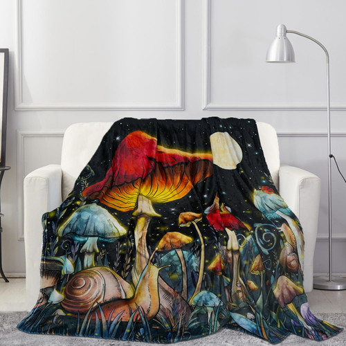 Mushroom Blanket 50"x60" Colorful Mushroom Throw Blankets Mushroom Decor Stuff Gift Mushroom Throw and Blanket for Sofa Living Room Bedroom Ultra Soft
