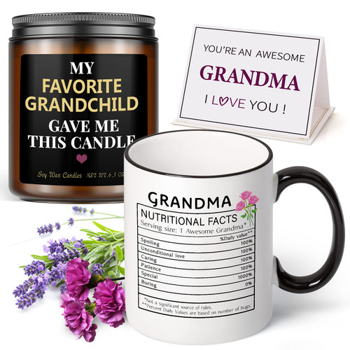 Mothers Day Gifts for Grandma -Funny Grandma Nutritional Facts Coffee Mug and Candle - Grandma Birthday Gifts, Best Grandma Gifts, Gifts for Grandmother Nana Birthday Mothers Day Gifts for Grandma -Funny Grandma Nutritional Facts Coffee Mug and Candle - Grandma Birthday Gifts, Best Grandma Gifts, Gifts for Grandmother Nana Birthday