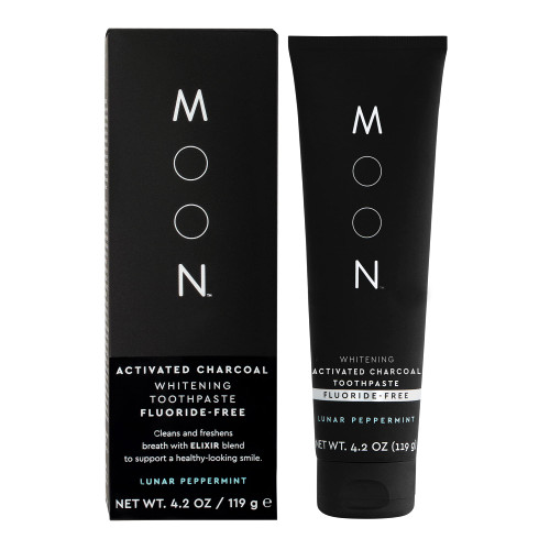 MOON Charcoal Whitening Toothpaste, Fluoride-Free, Lunar Peppermint Flavor for Fresh Breath, for Adults 4.2oz