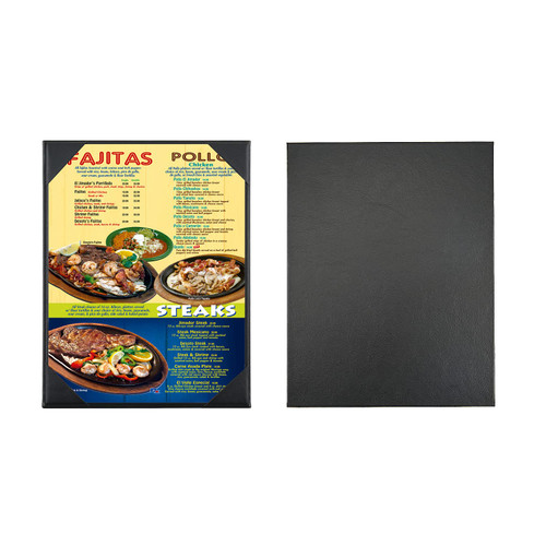 Menu Covers Holders 8.5 X 11 Inches, Black Leather Menu Holder Covers Single View Page Panel for Restaurant,Wine List, Drinks, Cafes, Bar, Hotel(8.5" X 11"/Single View /1 Pack)