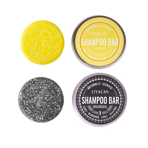 LIYALAN Shampoo Bar for Hair Solid Soap(2 Pack) Lemon and Charcoal Organic Shampoo Bar,Deep Cleansing Hair Shampoo for Fine & Oily Hair