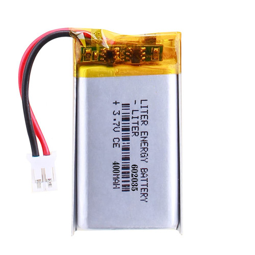 Liter Energy Battery 3.7V Lipo Battery 400mAh Rechargeable Lithium ion Polymer Battery 602035 Lithium Polymer ion Battery with JST Connector