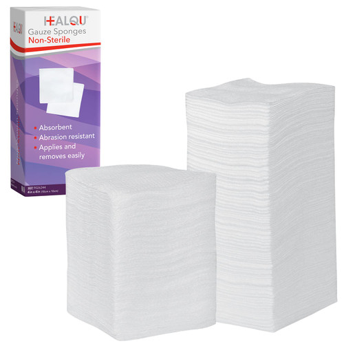 HEALQU Gauze Pads - Bag of 200 4x4" Gauze Pads - 4-Ply, Non-Woven Surgical Sponges - Super Absorbent Medical Gauze Sponges for Wound Dressing, Debridement, Cleaning, Prepping HEALQU Gauze Pads - Bag of 200 4x4" Gauze Pads - 4-Ply, Non-Woven Surgical Sponges - Super Absorbent Medical Gauze Sponges for Wound Dressing, Debridement, Cleaning, Prepping
