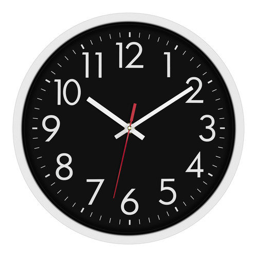 Foxtop Black Silver Wall Clock Silent Non-Ticking Battery Operated Round Classic Wall Clock for Office Classroom Living Room Bedroom Kitchen Home 12 Inch
