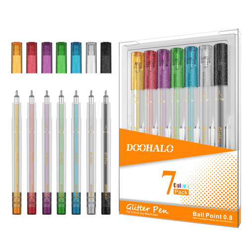 DOOHALO Gel Glitter Pens for Cricut Joy Xtra 0.8 Tips 7 Primary Selection Colors for Writing Drawing