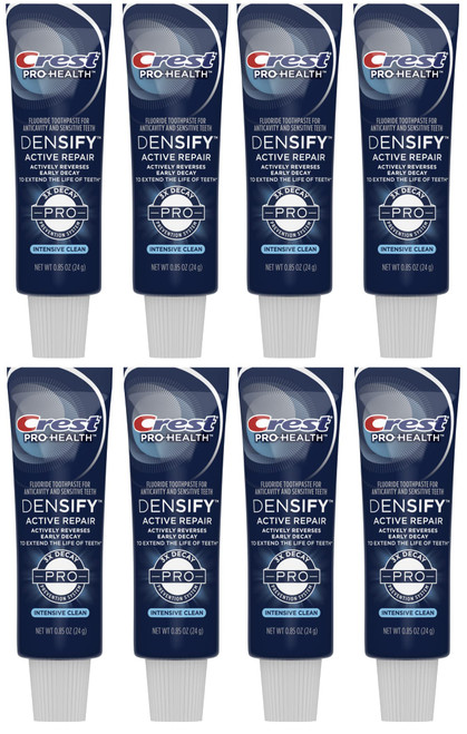Crest Densify PRO-Health Intensive Clean Toothpaste, Travel Size 0.85 oz (24g) - Pack of 8