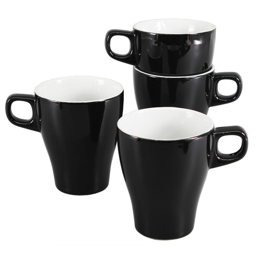 Creativity Home Mug Sets Porcelain Coffee Mugs - 8.62 Ounce - Set of 4, Savor Espresso Mugs Cups for Latte, Hot Tea, Cappuccino, Mocha, Cocoa, give woman man father mother Black
