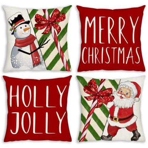 Christmas Pillow Covers 18x18 Set of 4 Red Throw Pillow Covers Farmhouse Christmas Decorations Snowman Wreath Santa Claus Tree Merry Christmas Winter Holiday Decor Cushion Case for Home Couch Sofa Bed Christmas Pillow Covers 18x18 Set of 4 Red Throw Pillow Covers Farmhouse Christmas Decorations Snowman Wreath Santa Claus Tree Merry Christmas Winter Holiday Decor Cushion Case for Home Couch Sofa Bed
