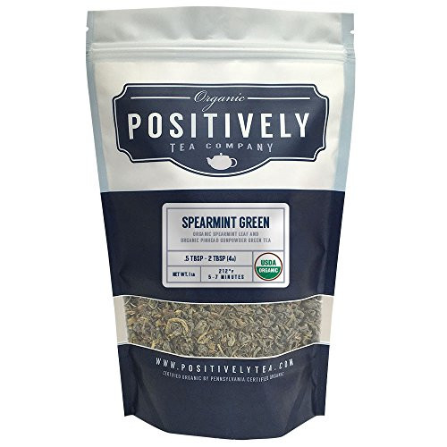 Positively Tea Company, Organic Spearmint Green, Green Tea, Loose Leaf, USDA Organic, 1 Pound Bag