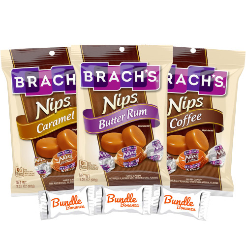Brach NIPS Bundle, Caramel, Butter Rum, Coffee Flavors 3.25oz each (3 Pack) W/Bundle Bonanza Candy Brach NIPS Bundle, Caramel, Butter Rum, Coffee Flavors 3.25oz each (3 Pack) W/Bundle Bonanza Candy