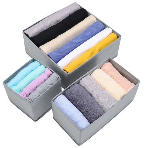 Boudar Foldable Underwear Drawer Organizer and Closet Dividers Foldable Storage Box Drawer Divider Organizer Bins for Clothes, Socks, Underwear,3 Pack ?Grey? Boudar Foldable Underwear Drawer Organizer and Closet Dividers Foldable Storage Box Drawer Divider Organizer Bins for Clothes, Socks, Underwear,3 Pack ?Grey?