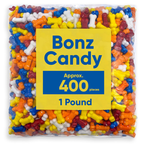 Bone Shaped Bonz Candy - Approx 400 Bone Candy For Kids - 1 Pound Of Bulk Vending Candy - Dog Bonz Candy