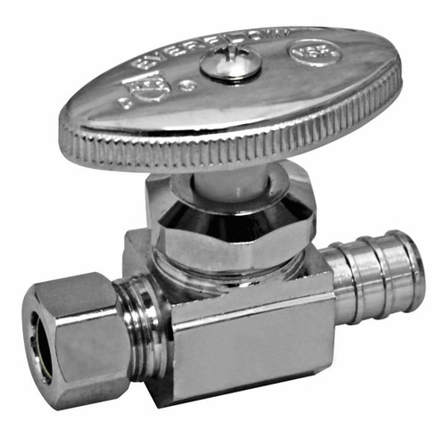 Everflow Supplies 72512PR-NL Premium Lead Free 1/2-Inch Pex Inlet x 3/8 OD Compression Multi Turn Straight Stop Valve
