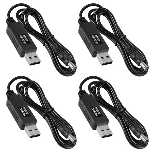 AITRIP 4pcs DC 5V to DC 9V USB Voltage Step Up Converter Cable Power Supply USB Cable with 5.5x2.1mm DC Connect Male 1M for WiFi Router Mini Fan Speaker 3.2ft