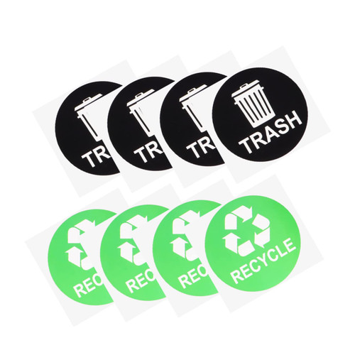8pcs Garbage Decals Trash only Sticker Garbage can Stickers Sticker Labels Recycle Symbol Sticker Recycling Stickers for Bins Trash can Outdoor Trash Sign Indoor Recycle bin Work