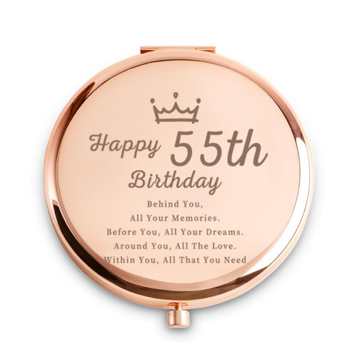 55th Birthday Gifts for Women - Personalized 55 Year Old Birthday Gift Ideas for Wife, Niece, Daughter, Sister, Aunt, Best Friends, BFF, Coworkers - Engraved Compact Mirror 55th Birthday Gifts for Women - Personalized 55 Year Old Birthday Gift Ideas for Wife, Niece, Daughter, Sister, Aunt, Best Friends, BFF, Coworkers - Engraved Compact Mirror