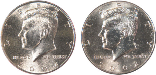 2002 P&D Kennedy Half Dollar 2 Coin Set BU Uncirculated Mint State 50c US