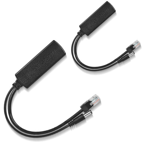 2 Pack PoE Splitter 48V to 12V Power Over ethernet Splitter Adapter - Active PoE Splitter Output with IEEE 802.3af 10/100Mbps PoE Splitter for Surveillance Camera, WAP and VoIP Phone