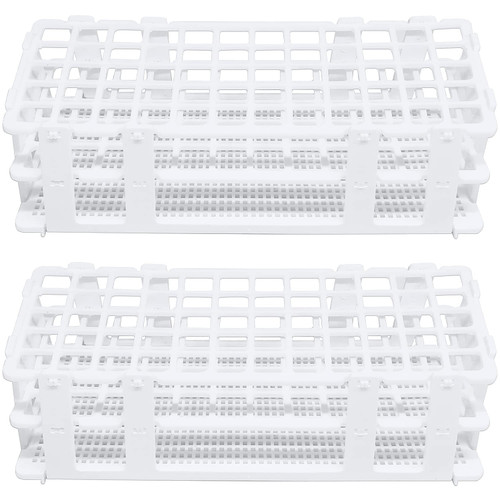2 Pack 60 Holes Lab Test Tube Rack,16mm Test Tubes Holder,Detachable Lab Test Tube Rack for Scientific Experiments,Scientific Theme Party Decorations,White