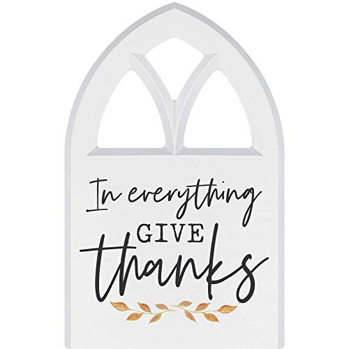 P. Graham Dunn in Everything Give Thanks White 11 x 7 Wood Decorative Tabletop Window Plaque
