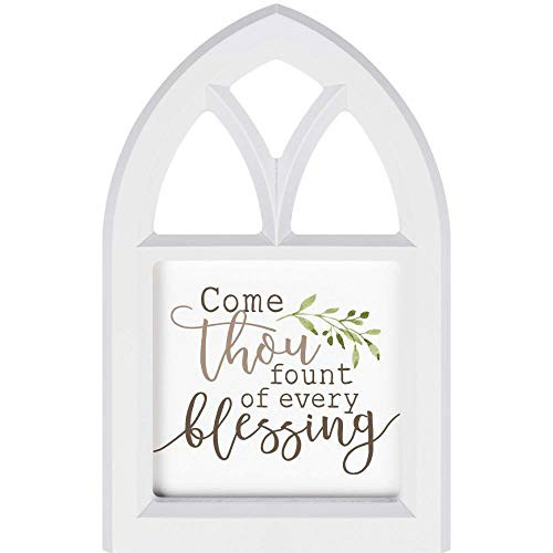 P. Graham Dunn Thou Fount of Every Blessing White 11 x 7 Wood Decorative Tabletop Window Plaque