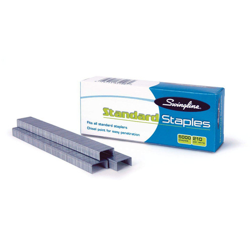 Swingline Standard Staples - 210 Per Strip - 0.25" Leg - 0.50" Crown - Chisel Point - 5000/Box Swingline Standard Staples - 210 Per Strip - 0.25" Leg - 0.50" Crown - Chisel Point - 5000/Box