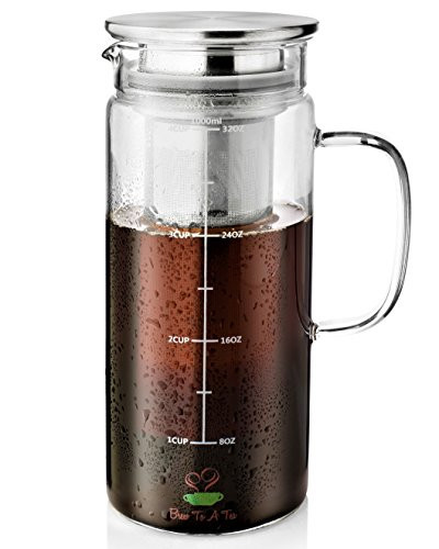 BT? Cold Brew Coffee Maker, 1 Quart,32 oz Iced Coffee Maker, Iced Tea Maker, Airtight Cold Brew Pitcher, Coffee Accessories, Cold Brew System, Cold Tea Brewing, Coffee Gift