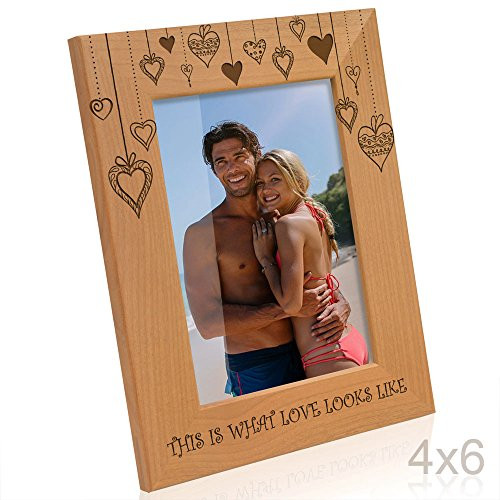 Kate Posh - Rain of Hearts - This is what Love looks like Wooden Picture Frame (4x6 - Vertical)