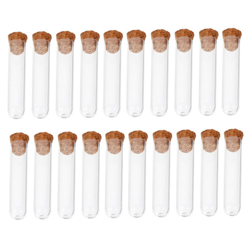 BUGUUYO 50pcs Wooden Plug Test Tube Science Tubes with Cap Testing Tubes Small Test Tube Clear Test Tubes Liquid Storage Tube Rooster Clear Tubes Cockringsmen with Hat Plastic Pipe Candy