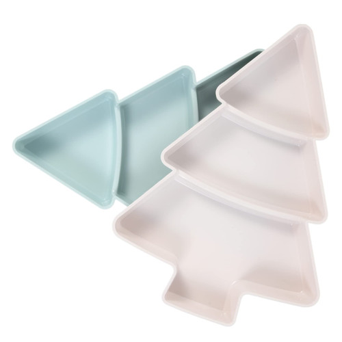 YARNOW 2pcs Christmas Tree Snack Plate Candle Holder Holiday Food Plates Candy Compartment Tray Fruit Bowl Divided Snack Bowl Serving Bowl Food Tray Candy Storage Tray Dried Fruit Nut