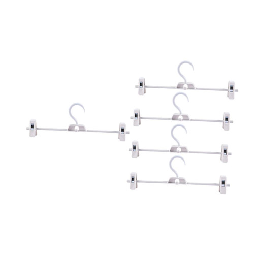 Amosfun 5pcs Telescopic Trousers Hanger Trouser Hanger Clothes Clips Metal Clothes Rack Metal Trouser Clip Hanger Closet Clothing Clamp Tiered Pants Clip Jeans Plastic Wardrobe White Child