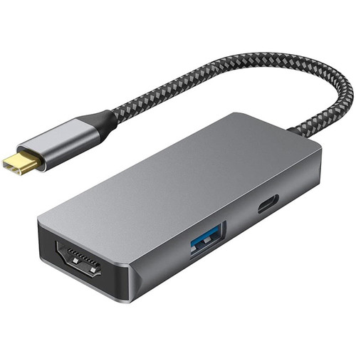 Tainrunse Multiple Devices Docking Station High-Speed Transmission Type-c to Hdmi-Compatible 4k Plug Play Portable High Speed Fast Connection Computer 3-in-1 Grey