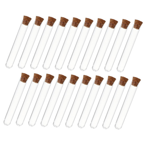FUOYLOO 25pcs Test Tube Bottle Test Tubes with Cork Glass Containers for Liquids Sample Tube Polypropylene Test Tubes Test Tube Chemistry Clear Test Tubes Plastic with Cover Test Tube Rack