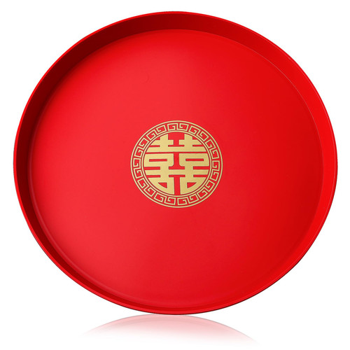 NIYANGLE Fruit Plate Food Serving Tray Dessert Plate Chinese Wedding Decoration Red Tea Serving Tray Tea Tray Ottoman Tray Snack Plate Plastic Serving Trays Coffee Decor Vegetable Abs Dish