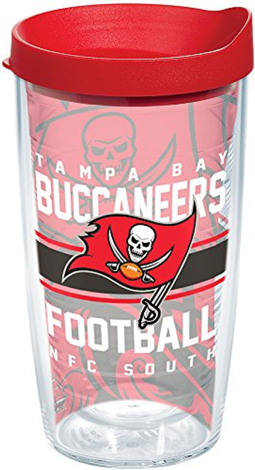 Tervis 1181961 NFL Tampa Bay Buccaneers Gridiron Tumbler with Wrap and Red Lid 16oz, Clear Tervis 1181961 NFL Tampa Bay Buccaneers Gridiron Tumbler with Wrap and Red Lid 16oz, Clear