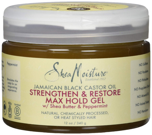 Shea Moisture Jamaican Black Castor Oil Strengthen and Restore Max Hold Gel, 12 Ounce